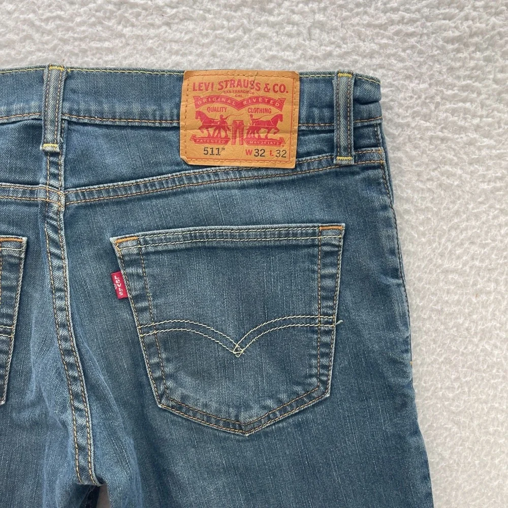 Levis 511 Jeans Mens 32x32 Blue Slim Fit Medium Wash Denim Grunge Skater Preppy